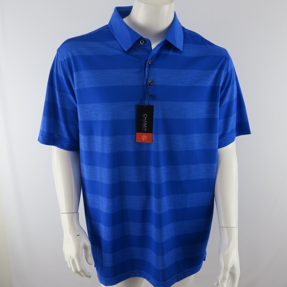 Chase 54 Golf Polo Shirt Mens‎ XL Blue Striped NWT
